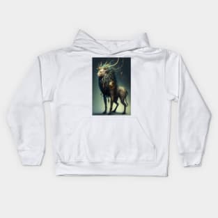 The Divine Chimera: A Fusion of Lion and Deer in One Mythical Being Kids Hoodie